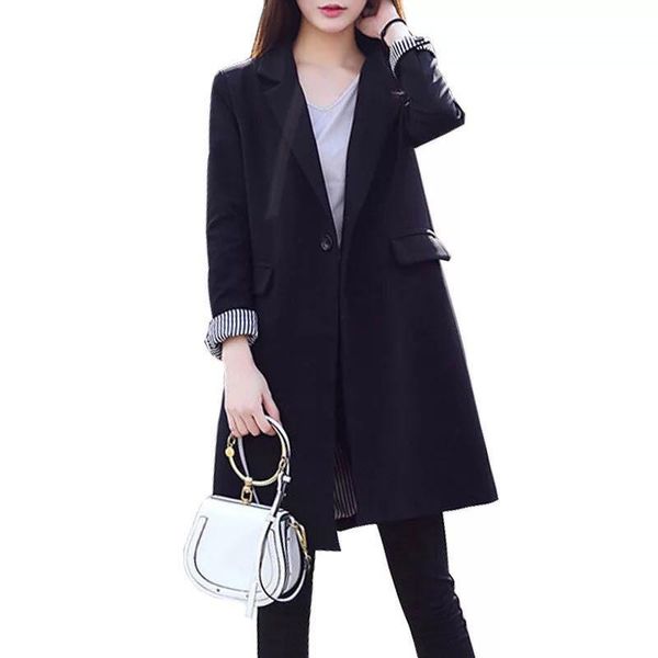 black women blazer 5xl plus size long sleeve fashion casual long blazer office lady korean suit jacket single buckle coat f387, White;black
black women blazer 5xl plus size long sleeve fashion casual long blazer office lady korean suit jacket single buckle coat f387, White;black