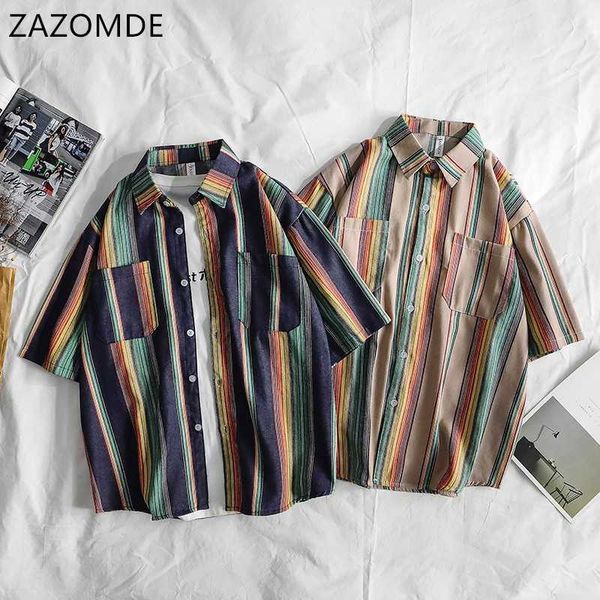 zazomde men's short-sleeved shirt 2020 spring and summer new rainbow striped young personality trend men's clothing men oversize, White;black
zazomde men's short-sleeved shirt 2020 spring and summer new rainbow striped young personality trend men's clothing men oversize, White;black