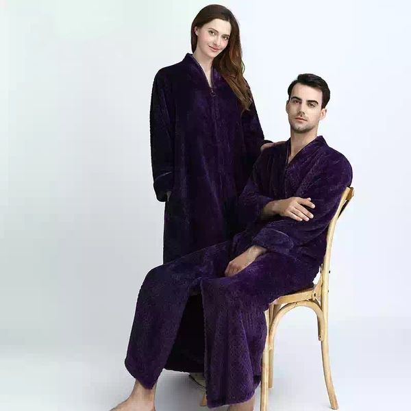 couples long flannel robe women gown set men oversize loose home clothing winter bathing robe thicker warm with zipper, Black;red
couples long flannel robe women gown set men oversize loose home clothing winter bathing robe thicker warm with zipper, Black;red