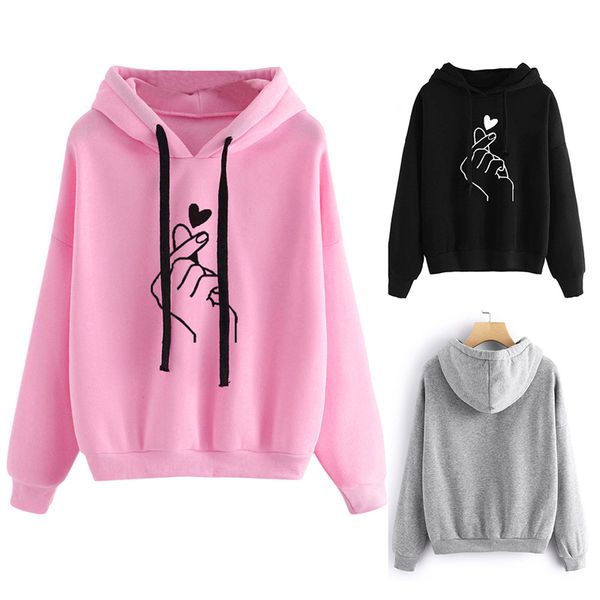 women's sweatshirt long-sleeved hooded girl pink heart printed skateboarding hoodies ladies fitness workout sportswear, White;black
women's sweatshirt long-sleeved hooded girl pink heart printed skateboarding hoodies ladies fitness workout sportswear, White;black