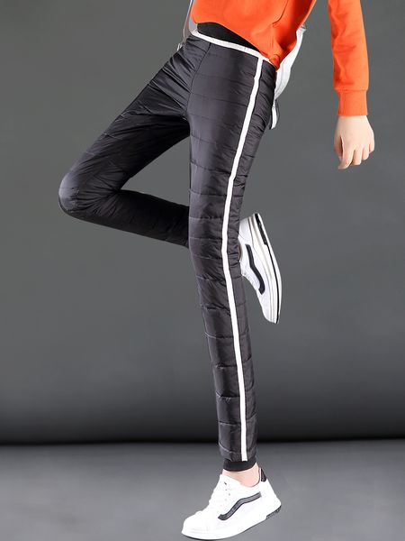 2019 female duck outer wear white waist was thin ladies sports trousers down 1025, Black;white
2019 female duck outer wear white waist was thin ladies sports trousers down 1025, Black;white