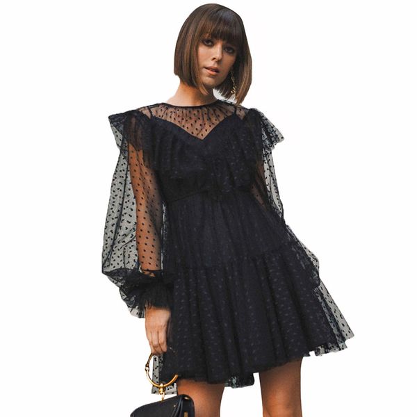 women dress polyester lace dress plus size europe and america spring fashion 2019 new yarn long sleeve high waist, Black;pink
women dress polyester lace dress plus size europe and america spring fashion 2019 new yarn long sleeve high waist, Black;pink