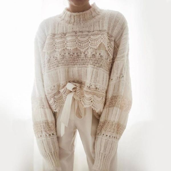 women's sweaters 2021 women lace stitching sweater knitted pullover spring hollow loose fashion half high collar sweet lazy gentle eleg, White;black
women's sweaters 2021 women lace stitching sweater knitted pullover spring hollow loose fashion half high collar sweet lazy gentle eleg, White;black