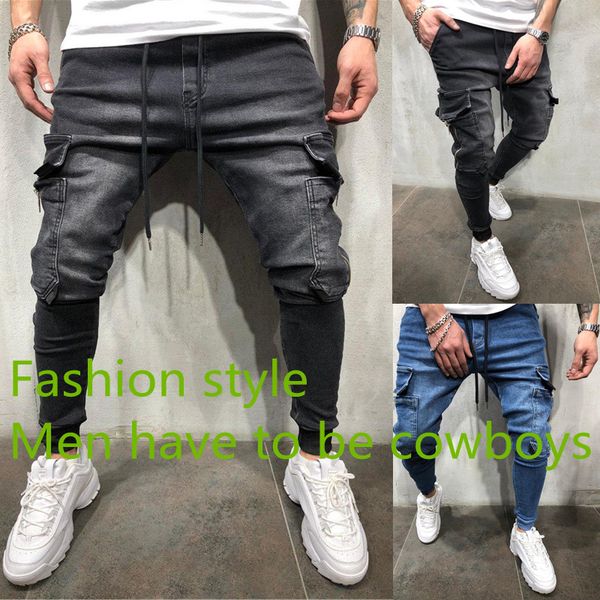 tooling wind men's lace-up jeans zipper multi-pocket pencil pants jeans slimhip-hop pants black and blue
tooling wind men's lace-up jeans zipper multi-pocket pencil pants jeans slimhip-hop pants black and blue