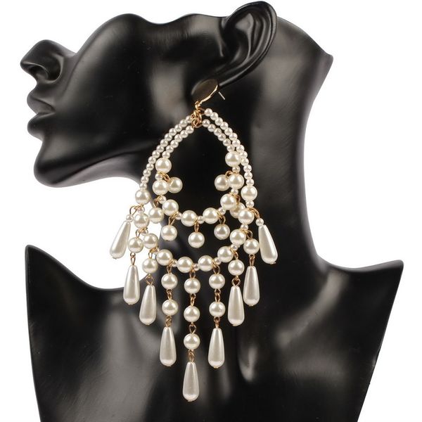 florosy gold color metal handmade simulated pearl big dangle earrings for women fashion new party statement long drop earrings, Silver
florosy gold color metal handmade simulated pearl big dangle earrings for women fashion new party statement long drop earrings, Silver