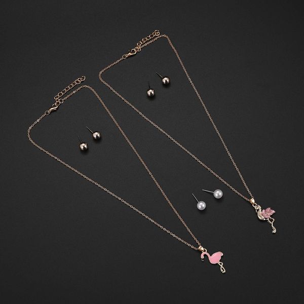 fashion jewelry pink tone color glaze red-crowned cranes pendant short necklace earrings set girl jewelry, Silver
fashion jewelry pink tone color glaze red-crowned cranes pendant short necklace earrings set girl jewelry, Silver