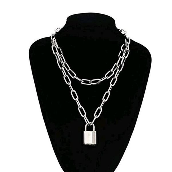 двойной слой цепи блокировки ожерелье punk vintage 90s link chain padlock шарм ожерелье хип-хоп женщины готические себе ювелирные изделия, Silver
двойной слой цепи блокировки ожерелье punk vintage 90s link chain padlock шарм ожерелье хип-хоп женщины готические себе ювелирные изделия, Silver