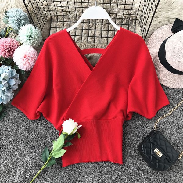 2020 new knitted sweater v neck high waist korean women sweaters and pullovers, White;black
2020 new knitted sweater v neck high waist korean women sweaters and pullovers, White;black