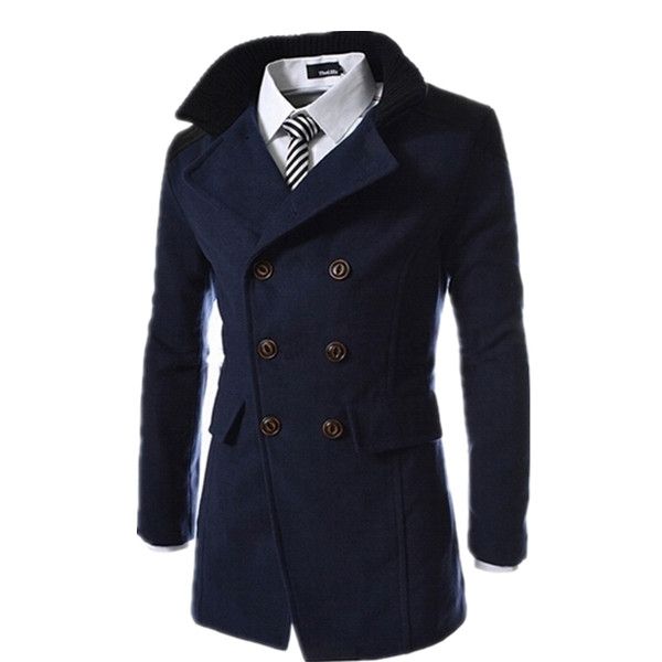 2015 men outerwear coat men jacket double breasted overcoat coats with high collars, Black
2015 men outerwear coat men jacket double breasted overcoat coats with high collars, Black