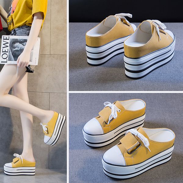 spring and summer half slippers women's korean version one step inside increase lazy shoes wild thick-soled canvas shoes bc-20, Black
spring and summer half slippers women's korean version one step inside increase lazy shoes wild thick-soled canvas shoes bc-20, Black