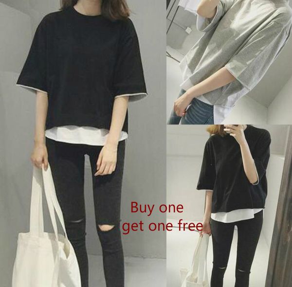 (buy one get one 2019 summer new korean women large size loose solid color short sleeved t-shirt women's shirt small shirt women, White
(buy one get one 2019 summer new korean women large size loose solid color short sleeved t-shirt women's shirt small shirt women, White