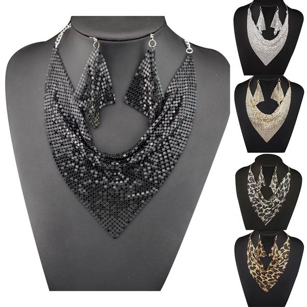 2pcs/set fashion women triangular scarf sequins charm statement bib necklace earrings jewelry set necklace+earring jewelry s, Silver
2pcs/set fashion women triangular scarf sequins charm statement bib necklace earrings jewelry set necklace+earring jewelry s, Silver