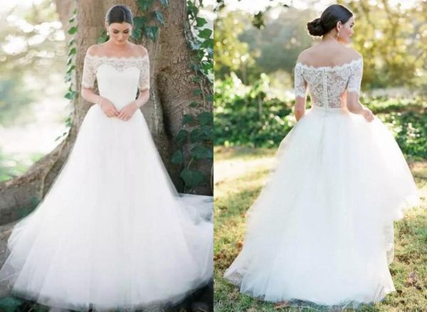 beautiful country lace wedding gown dresses bridal off the shoulder short sleeves new applique tulle wedding dress, White
beautiful country lace wedding gown dresses bridal off the shoulder short sleeves new applique tulle wedding dress, White
