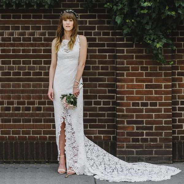 front split hi-lo backless boho summer beach lace backless new mermaid chapel train wedding dress bridal gowns short front long back fashion, White
front split hi-lo backless boho summer beach lace backless new mermaid chapel train wedding dress bridal gowns short front long back fashion, White