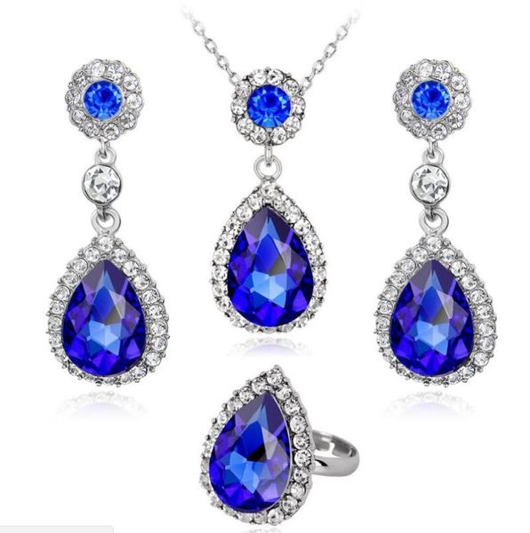 rhinestone waterdrop pendant necklace earrings ring jewelry sets women wedding accessories, Silver
rhinestone waterdrop pendant necklace earrings ring jewelry sets women wedding accessories, Silver
