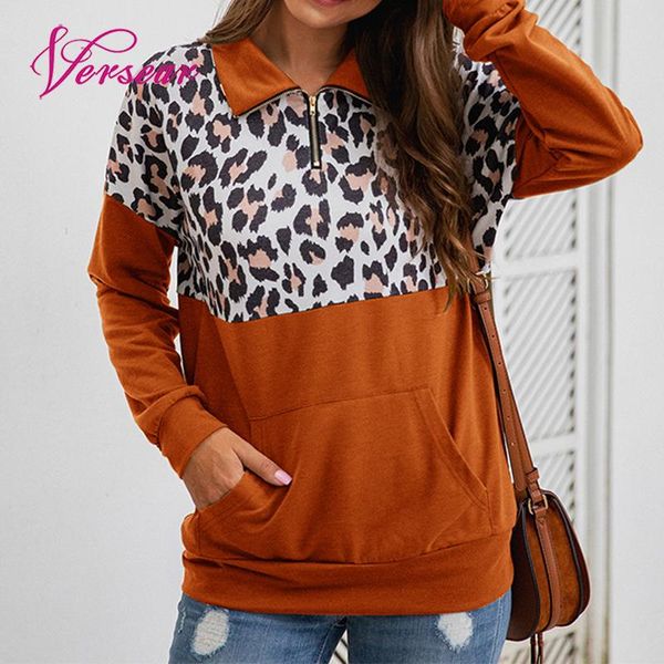 versear women fashion leopard printed splicing sweatshirt turn down collar zipper dropped shoulder loose casual pullover, Black
versear women fashion leopard printed splicing sweatshirt turn down collar zipper dropped shoulder loose casual pullover, Black