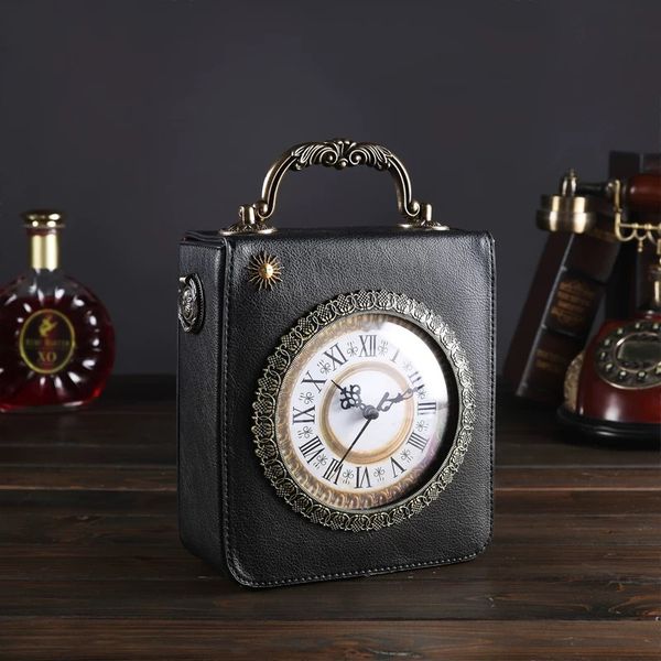 

2019 new personalized fun fashion clock shape leather bag ladies shoulder bag luxury designer famous brands party clutches purse