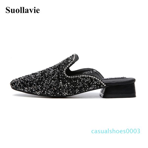 women slippers women square heel sandals shoes crystal sequined cloth casual female mules low heel ladies sandals bling slides c03, Black
women slippers women square heel sandals shoes crystal sequined cloth casual female mules low heel ladies sandals bling slides c03, Black