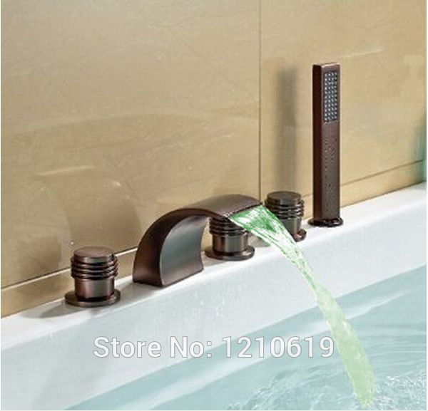 newly us deck mount led light waterfall widespread bathtub faucet arc spout w/ hand shower oil-rubbed bronze red
newly us deck mount led light waterfall widespread bathtub faucet arc spout w/ hand shower oil-rubbed bronze red