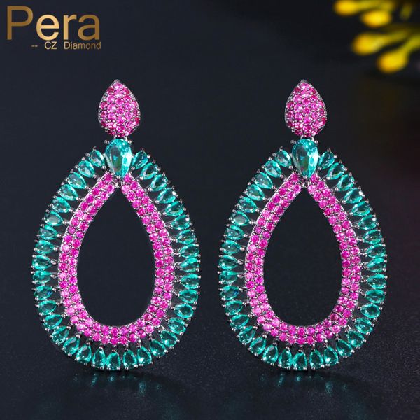 pera lovely pink red blue cubic zirconia black gold chic big long water drop wedding costume party earrings for women er423, Silver
pera lovely pink red blue cubic zirconia black gold chic big long water drop wedding costume party earrings for women er423, Silver