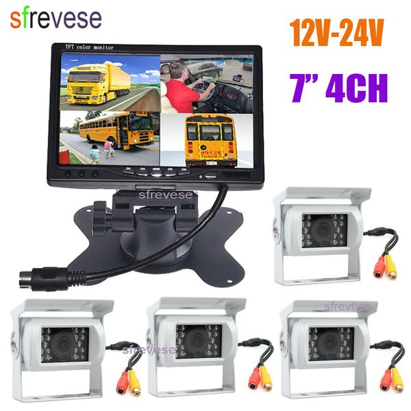 4x 18ir night vision car reversing parking backup camera + 7" lcd 4ch quad split monitor 12v-24v car rear view kit for bus truck
4x 18ir night vision car reversing parking backup camera + 7" lcd 4ch quad split monitor 12v-24v car rear view kit for bus truck