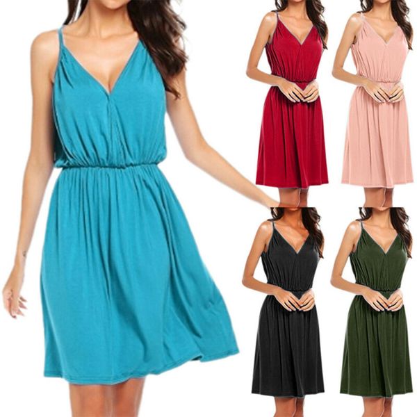 womens sleeveless strappy v neck collect waist midi dress summer beach sundress, Black;gray
womens sleeveless strappy v neck collect waist midi dress summer beach sundress, Black;gray
