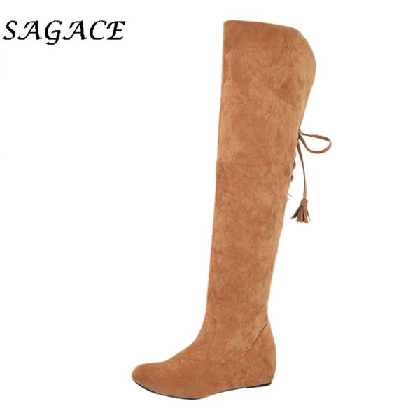 sagace shoes ladies flock snow boots lace up over knee boots soft heels winter women wedge platform vintage plush shoes, Black
sagace shoes ladies flock snow boots lace up over knee boots soft heels winter women wedge platform vintage plush shoes, Black