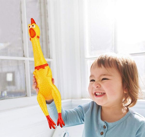 

funny yellow screaming rubber chicken pet dog puppy cat toy squeak squeaker chew kid toy gift