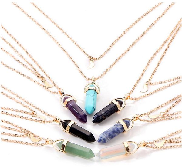 natural stone pendants crystal necklaces multilayer chains moon hexagonal prisms pendants necklaces for women neckwear 7 colors, Silver
natural stone pendants crystal necklaces multilayer chains moon hexagonal prisms pendants necklaces for women neckwear 7 colors, Silver