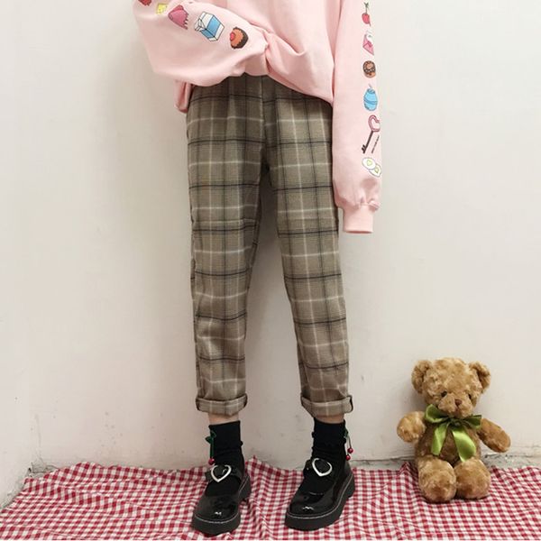 japanese soft girl retro plaid high waist was thin casual trousers college style sweet girl trousers plaid pants women, Black
japanese soft girl retro plaid high waist was thin casual trousers college style sweet girl trousers plaid pants women, Black