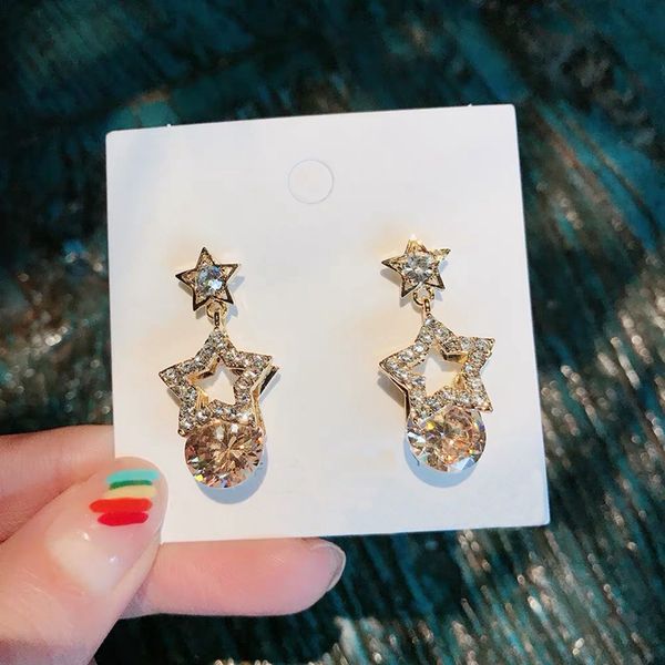 mengjiqiao new fashion korean hollow rhinestone star dangle earrings for women students cute crystal brincos jewelry gifts, Silver
mengjiqiao new fashion korean hollow rhinestone star dangle earrings for women students cute crystal brincos jewelry gifts, Silver