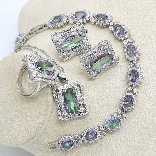 oval 925 silver bridal jewelry set for women colorful multi rainbow bracelet earrings necklace pendant ring gift box, Slivery;golden
oval 925 silver bridal jewelry set for women colorful multi rainbow bracelet earrings necklace pendant ring gift box, Slivery;golden