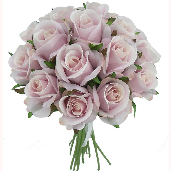 ight pink silk rose bouquet, artificial flower bouquet, 18 flowers for home & wedding decoration
ight pink silk rose bouquet, artificial flower bouquet, 18 flowers for home & wedding decoration