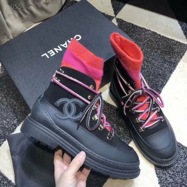 fall / winter 19 new short boots women's fashion wool knitted wool low heel ankle boots lace up retro, Black 
fall / winter 19 new short boots women's fashion wool knitted wool low heel ankle boots lace up retro, Black