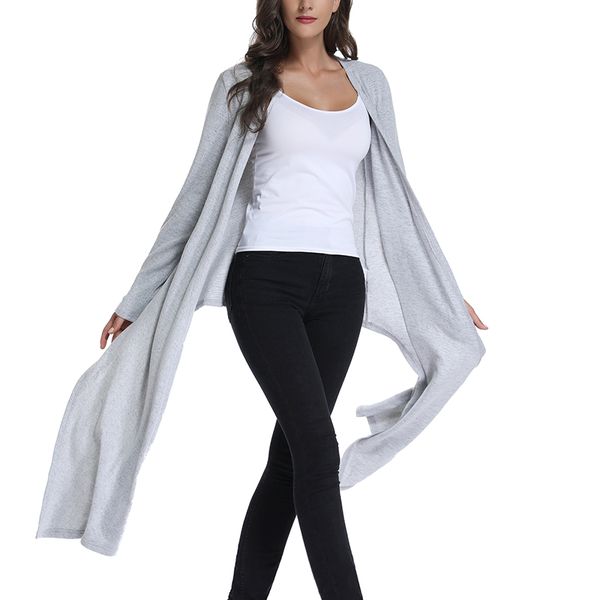 2019 spring women's casual cardigan long sleeve cowl neck tunic water fall open front bottoming sweater dual use clothing, White;black 
2019 spring women's casual cardigan long sleeve cowl neck tunic water fall open front bottoming sweater dual use clothing, White;black