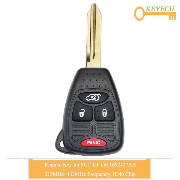 keyecu remote control car key for dodge avenger charger for 200 sedan 300c pt cruiser, fob 3+1 4 button - oht692427aa
keyecu remote control car key for dodge avenger charger for 200 sedan 300c pt cruiser, fob 3+1 4 button - oht692427aa
