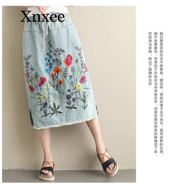 skirts big size women froal embroidery denim maxi skirt summer elastic waist streetwear jean pencil saia femme vintage flower, Black
skirts big size women froal embroidery denim maxi skirt summer elastic waist streetwear jean pencil saia femme vintage flower, Black