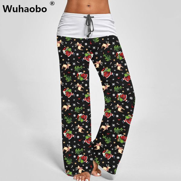 wuhaobo spring autumn christmas day print long pants elegant women casual loose lace up high waist wide leg trousers female, Black;white
wuhaobo spring autumn christmas day print long pants elegant women casual loose lace up high waist wide leg trousers female, Black;white