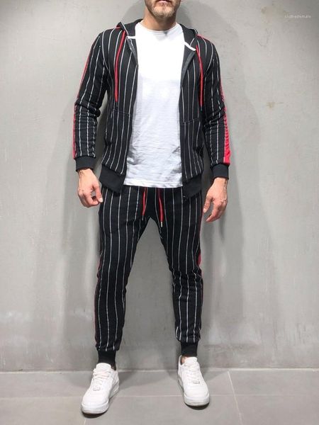 2 pieces pants striped printed autumn casual long sleeved hooded zipper mens sports tracksuits mens designer tracksuits, Gray
2 pieces pants striped printed autumn casual long sleeved hooded zipper mens sports tracksuits mens designer tracksuits, Gray