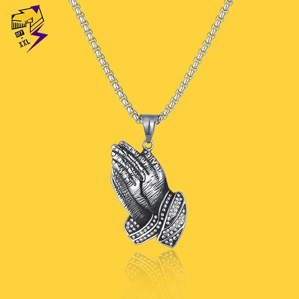 europe and america religious accessories god hands titanium steel necklace prayer hands titanium steel pendant, Golden;silver
europe and america religious accessories god hands titanium steel necklace prayer hands titanium steel pendant, Golden;silver