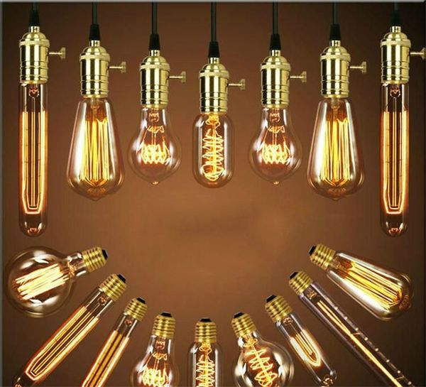 Retro Edison Light Bulb E27 110v 220v 40w St64 A19 T10 T45 T185 Filament Vintage Ampoule Incandescent Bulb Edison Lamp