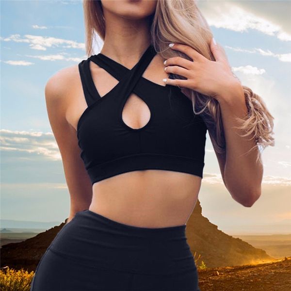 women sports bra hollow out cross strap padded yoga push up shockproof breathable cropped running sportswear, White;black
women sports bra hollow out cross strap padded yoga push up shockproof breathable cropped running sportswear, White;black