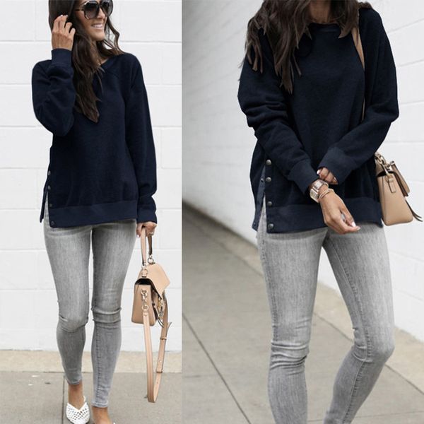warm pullover ladies round neck tunics elegant blouse casual hoodie women sweatshirt side slit long sleeve autumn winter solid, Black
warm pullover ladies round neck tunics elegant blouse casual hoodie women sweatshirt side slit long sleeve autumn winter solid, Black