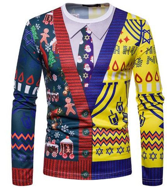 2019 autumn fake 2 pieces 3d printing personalized fashion men's long-sleeved t-shirt christmas santa claus pattern, White;black
2019 autumn fake 2 pieces 3d printing personalized fashion men's long-sleeved t-shirt christmas santa claus pattern, White;black