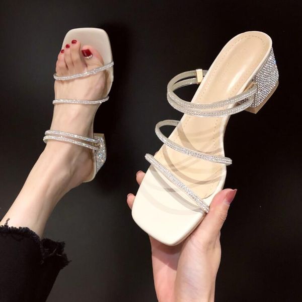 2020 summer sandals wear stylish sandals female wild thick with rhinestone high heels, Black
2020 summer sandals wear stylish sandals female wild thick with rhinestone high heels, Black