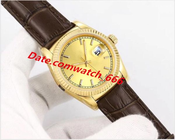 3 Style 1118135 118138 118139 316L ETA 2836 Movement Fluted 18K Gold Bezel 36mm Alligator Leather Strap Automatic Mens Watches
3 Style 1118135 118138 118139 316L ETA 2836 Movement Fluted 18K Gold Bezel 36mm Alligator Leather Strap Automatic Mens Watches