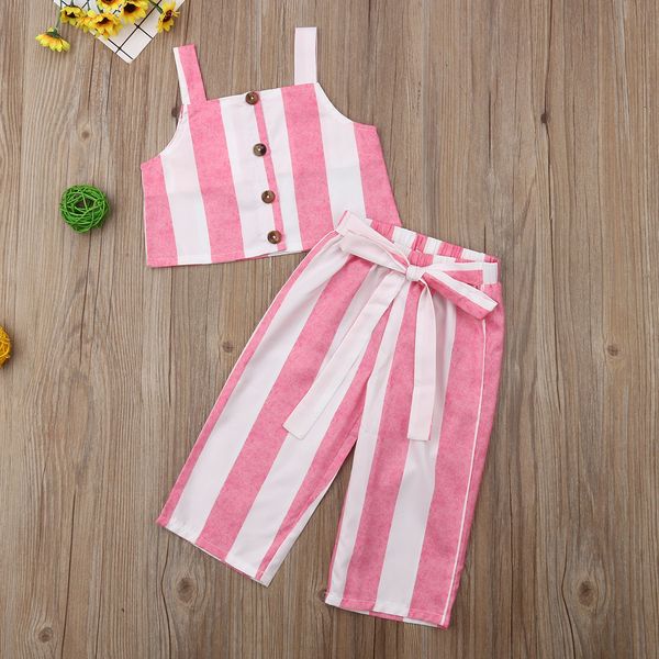 2019 summer baby girl clothes striped sleeveless fashion crop long pants 2pcs outfit clothes set, White
2019 summer baby girl clothes striped sleeveless fashion crop long pants 2pcs outfit clothes set, White