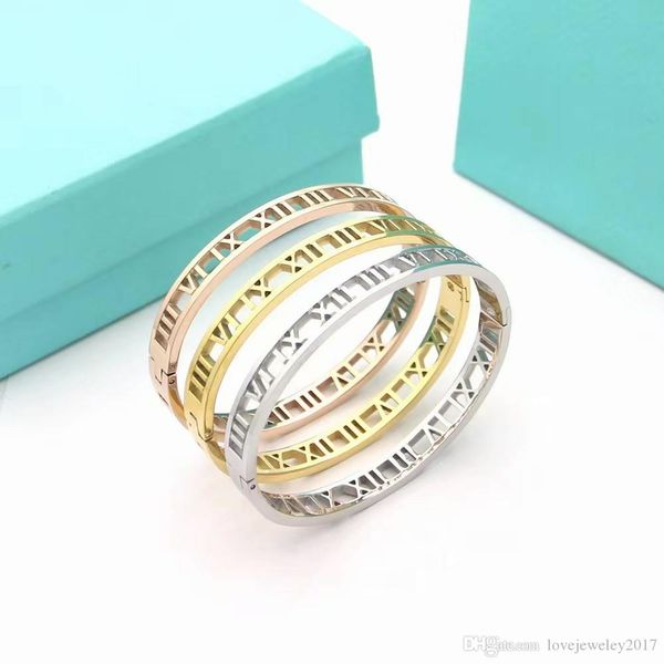 luxury designer jewelry women bracelets silver roman numerals bangles with diamonds rose gold hollow out 18k gold bracelets fashion jewelry, Black
luxury designer jewelry women bracelets silver roman numerals bangles with diamonds rose gold hollow out 18k gold bracelets fashion jewelry, Black