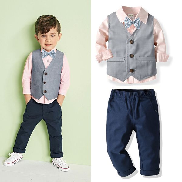 baby boy clothes england style boy cotton shirt with waistcoats with pants 2019 children gentleman sets kids outfits, White
baby boy clothes england style boy cotton shirt with waistcoats with pants 2019 children gentleman sets kids outfits, White