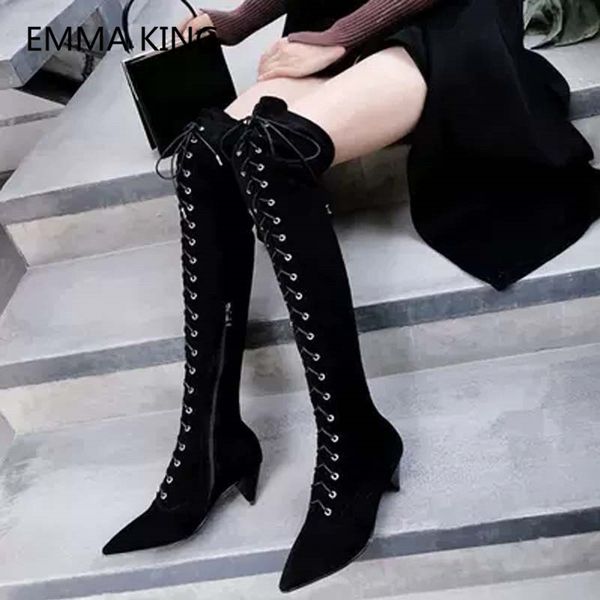 new spike heels women's boots fashion suede women over the knee boots lace up high heels shoes woman slim thigh high, Black
new spike heels women's boots fashion suede women over the knee boots lace up high heels shoes woman slim thigh high, Black